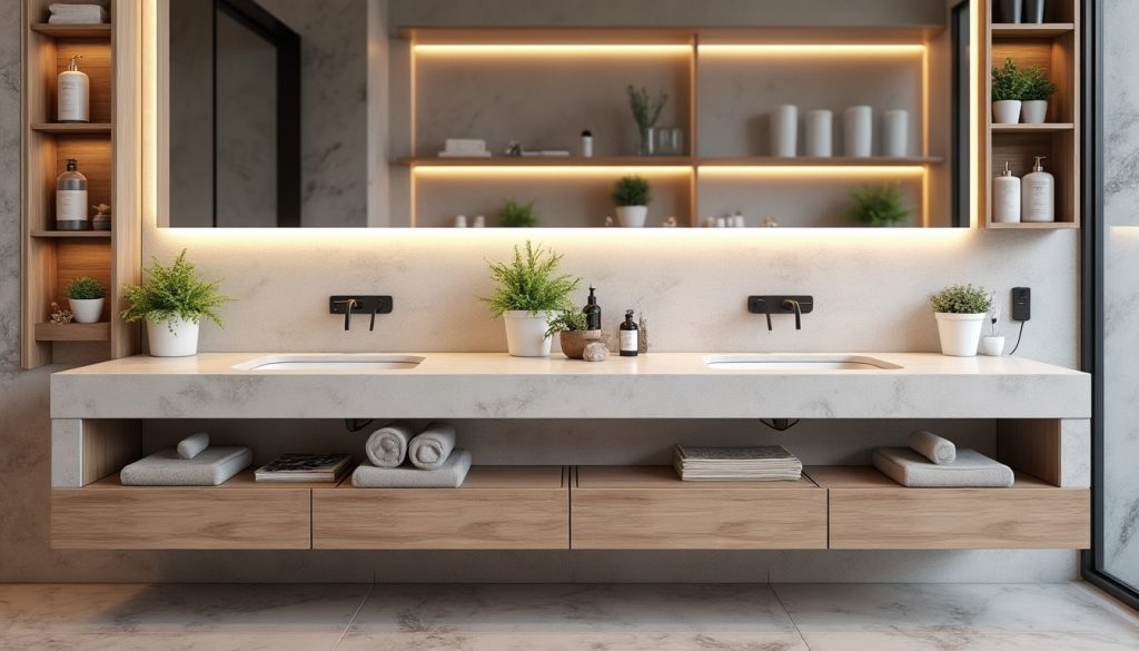 découvrez des idées originales de plan de travail pour aménager une salle de bain fonctionnelle et esthétique, alliant praticité et design moderne.